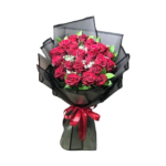 Red Roses with Black Wrapping Hand Bouquet