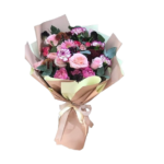 Mix of Dark Pink Color Flowers Hand Bouquet